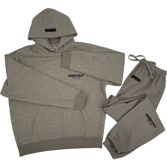 FEAR OF GOD ESSENTIALS Hoodie and Sweatpants Set Oat Grey Men's Medium Oversized